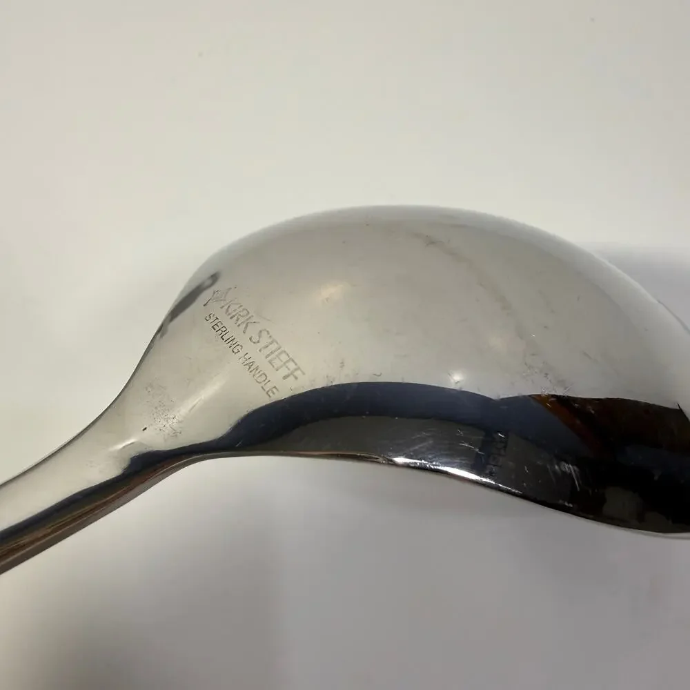 Kirk Stieff Sterling Silver Handle Repousse Floral Motif Casserole Spoon 10inch